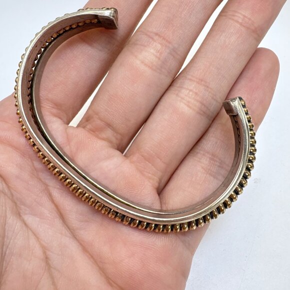 VTG 12k Gold Filled Sterling Silver 925 Open Cuff Bracelet Size 7.5" Fit - Picture 8 of 11